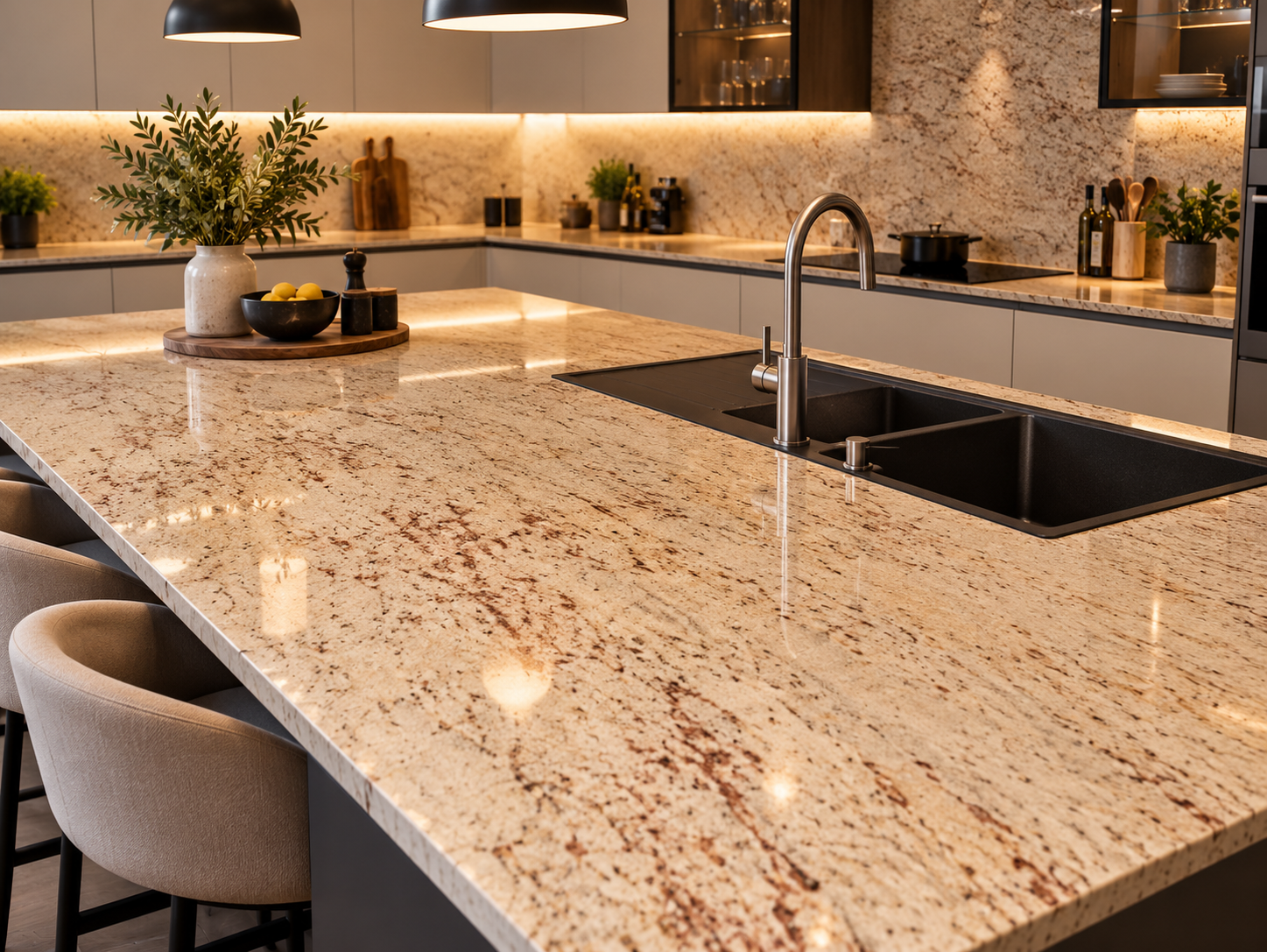 Des tons clairs pour une cuisine lumineuse.